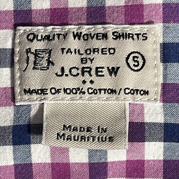 J. Crew mens purple grey gingham check long sleeve button down shirt - size S - Picture 4 of 8